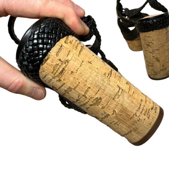 Schutz Cork Block Heel Sandals with Black Braided Leather, Women's Size 7.5 - Picture 7 of 11